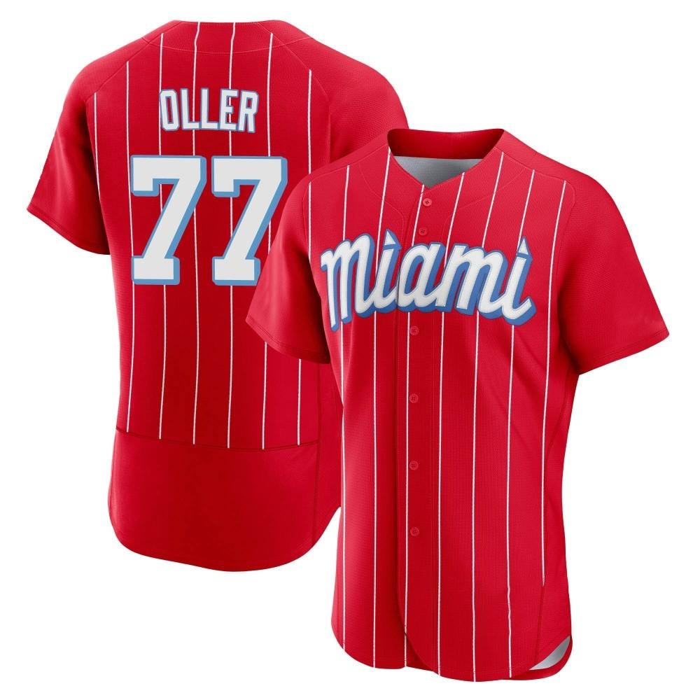 Authentic Miami Marlins Adam Oller 2021 City Connect Jersey - Red Authentic Miami Marlins Adam Oller 2021 City Connect Jersey - Red