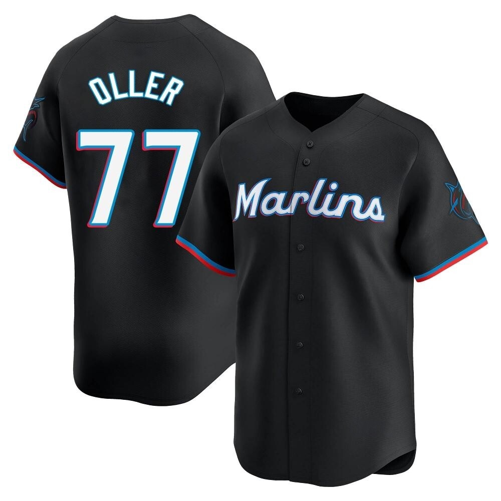 Limited Miami Marlins Adam Oller Alternate Jersey - Black Limited Miami Marlins Adam Oller Alternate Jersey - Black