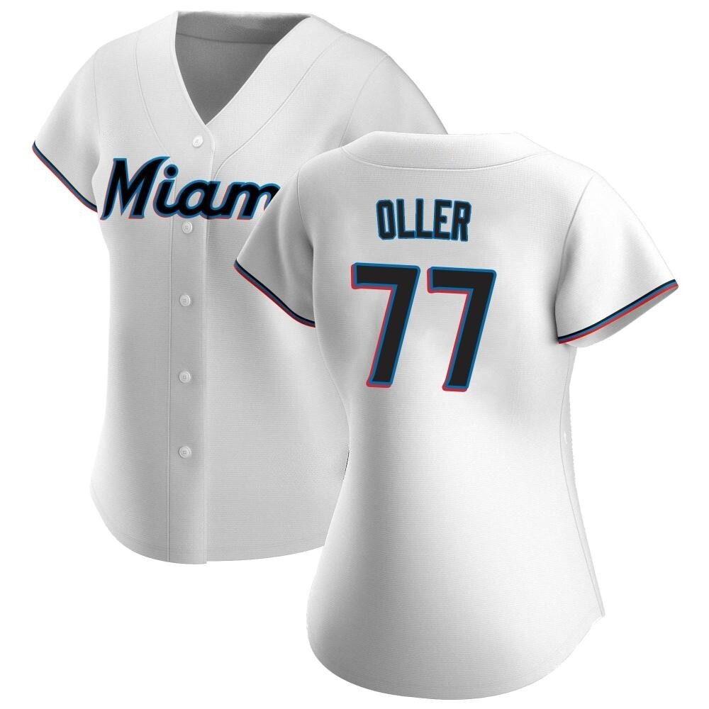 Women's Authentic Miami Marlins Adam Oller Home Jersey - White Women's Authentic Miami Marlins Adam Oller Home Jersey - White