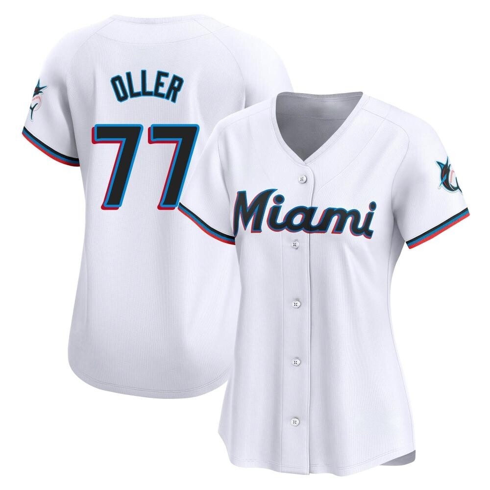 Women's Limited Miami Marlins Adam Oller Home Jersey - White Women's Limited Miami Marlins Adam Oller Home Jersey - White