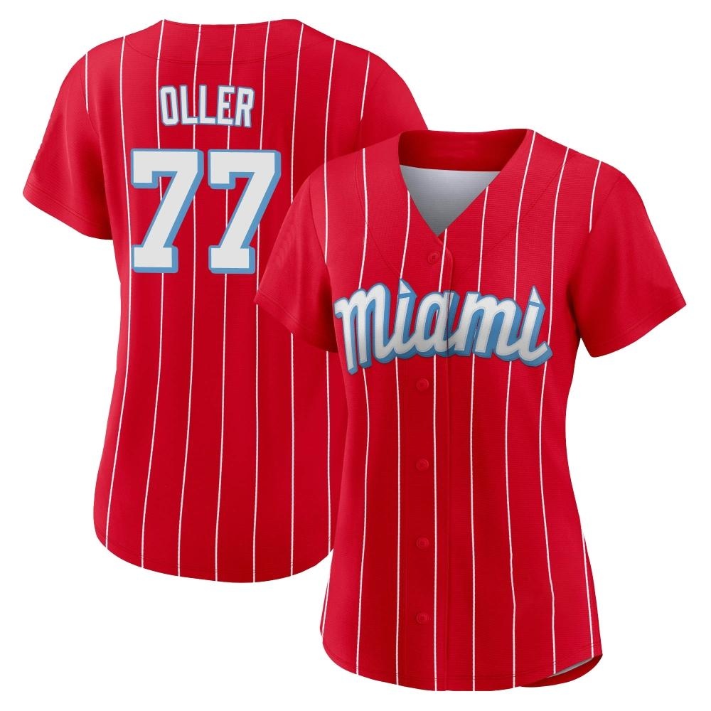 Women's Replica Miami Marlins Adam Oller 2021 City Connect Jersey - Red Women's Replica Miami Marlins Adam Oller 2021 City Connect Jersey - Red