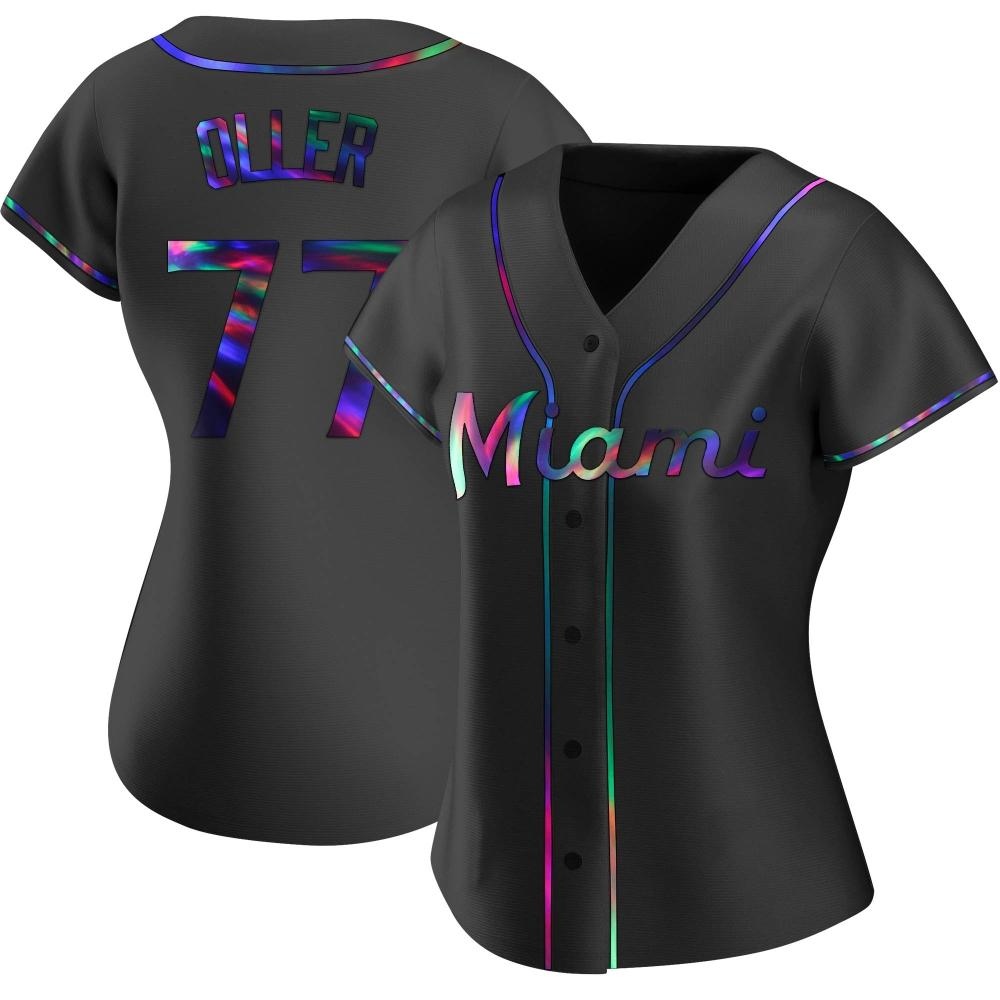 Women's Replica Miami Marlins Adam Oller Alternate Jersey - Black Holographic Women's Replica Miami Marlins Adam Oller Alternate Jersey - Black Holographic