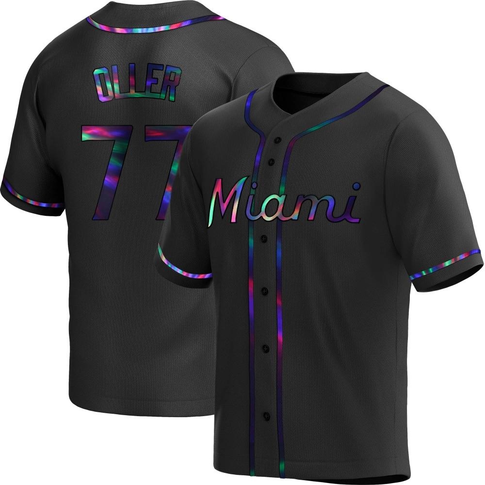 Youth Replica Miami Marlins Adam Oller Alternate Jersey - Black Holographic Youth Replica Miami Marlins Adam Oller Alternate Jersey - Black Holographic