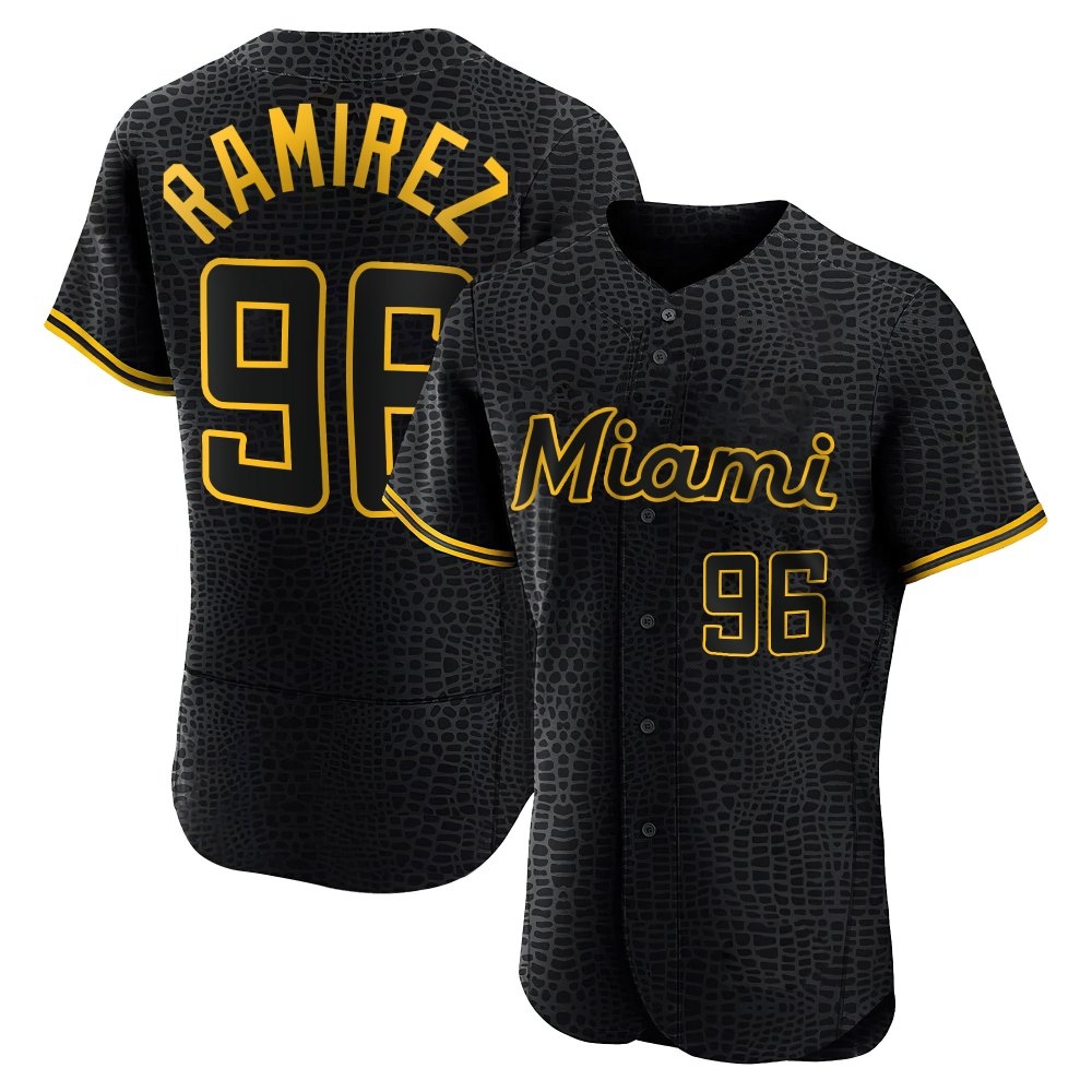 Authentic Miami Marlins Agustin Ramirez Snake Skin City Jersey - Black Authentic Miami Marlins Agustin Ramirez Snake Skin City Jersey - Black