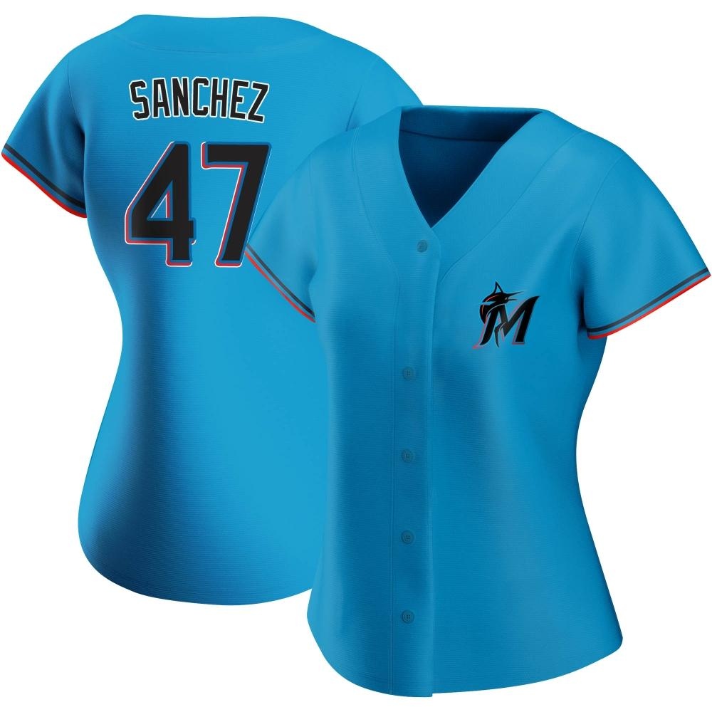 Women's Authentic Miami Marlins Ali Sanchez Alternate Jersey - Blue Women's Authentic Miami Marlins Ali Sanchez Alternate Jersey - Blue