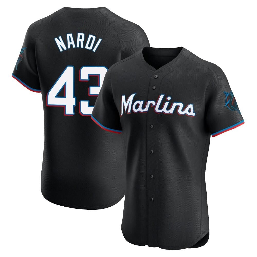 Elite Miami Marlins Andrew Nardi Alternate Vapor Premier Jersey - Black Elite Miami Marlins Andrew Nardi Alternate Vapor Premier Jersey - Black