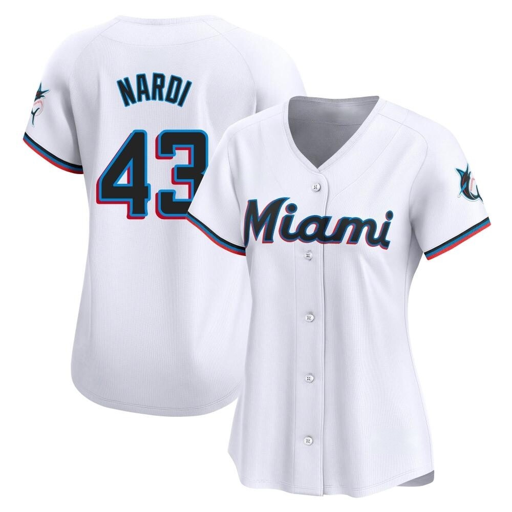 Women's Limited Miami Marlins Andrew Nardi Home Jersey - White Women's Limited Miami Marlins Andrew Nardi Home Jersey - White