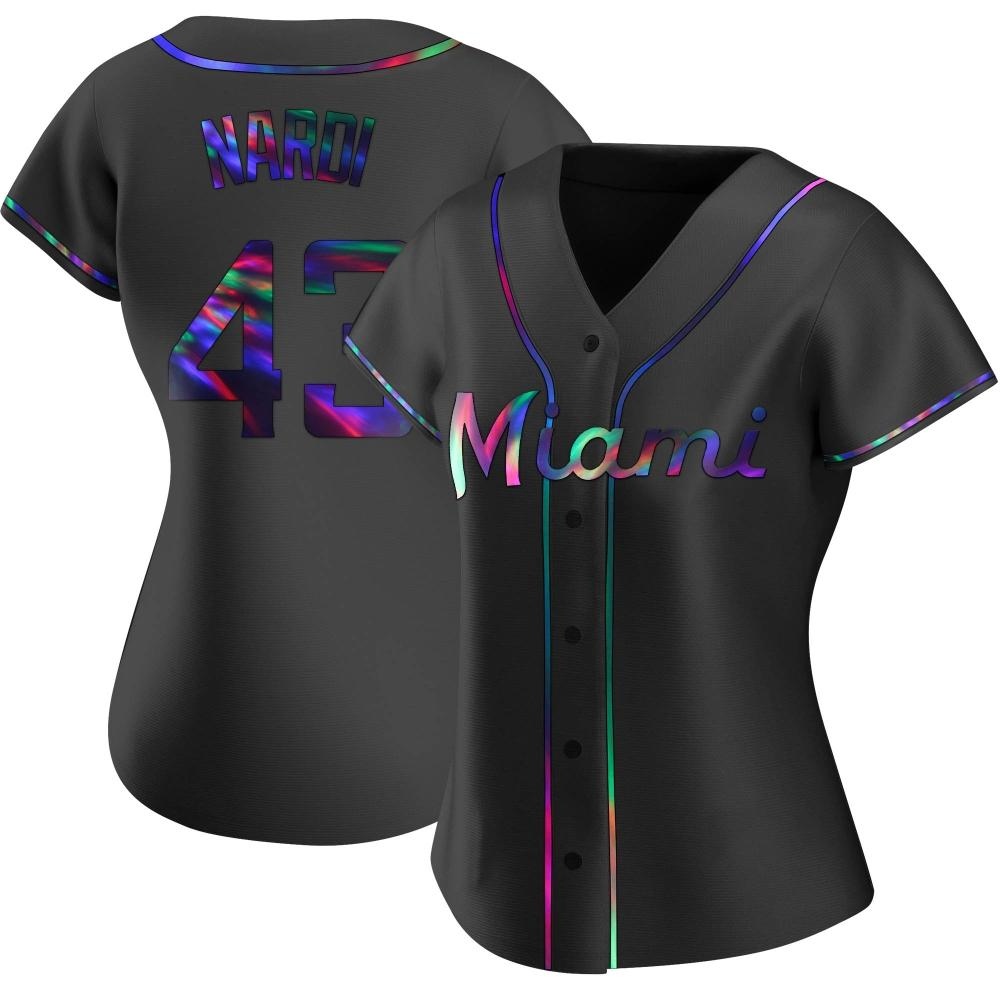Women's Replica Miami Marlins Andrew Nardi Alternate Jersey - Black Holographic Women's Replica Miami Marlins Andrew Nardi Alternate Jersey - Black Holographic