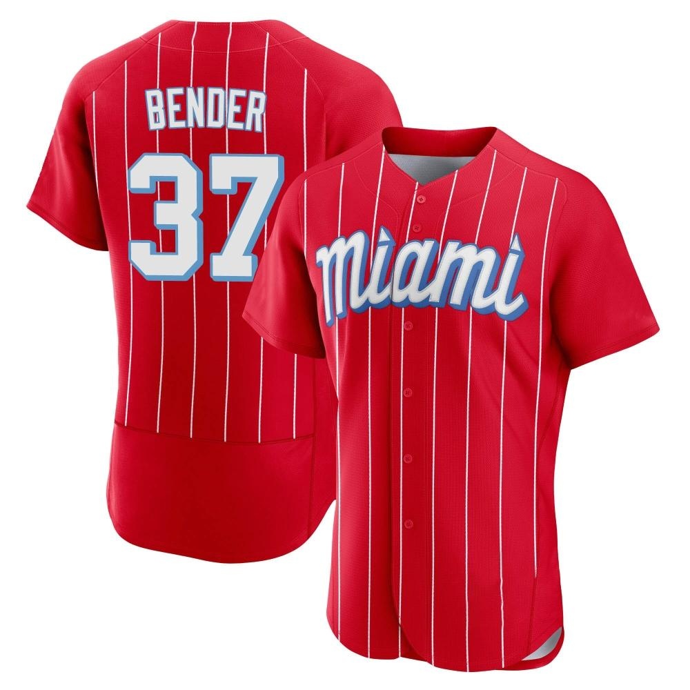 Authentic Miami Marlins Anthony Bender 2021 City Connect Jersey - Red Authentic Miami Marlins Anthony Bender 2021 City Connect Jersey - Red