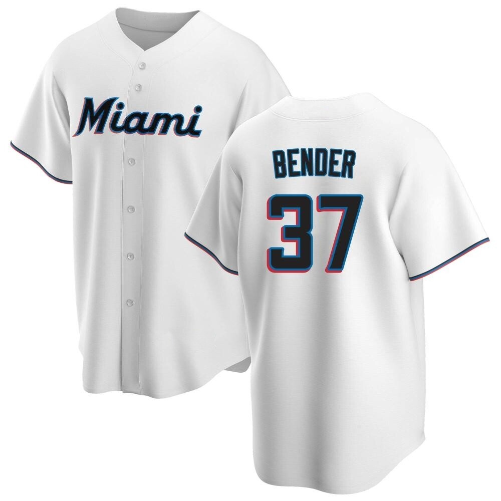 Replica Miami Marlins Anthony Bender Home Jersey - White Replica Miami Marlins Anthony Bender Home Jersey - White