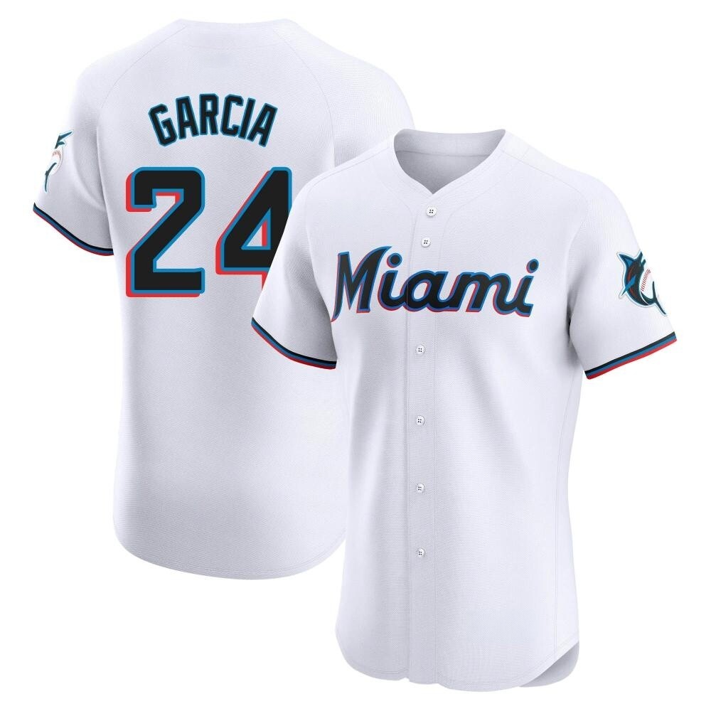 Elite Miami Marlins Avisail Garcia Home Jersey - White Elite Miami Marlins Avisail Garcia Home Jersey - White