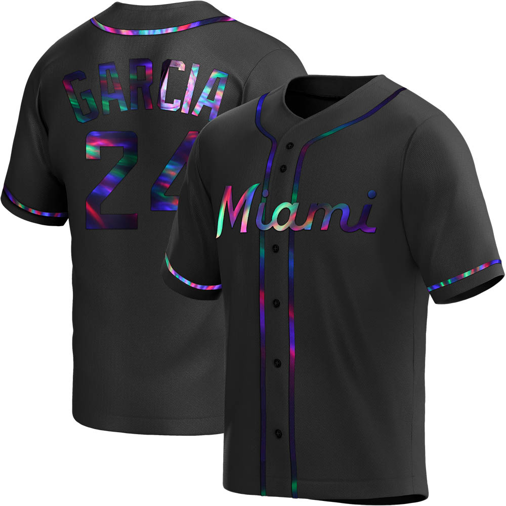 Replica Miami Marlins Avisail Garcia Alternate Jersey - Black Holographic