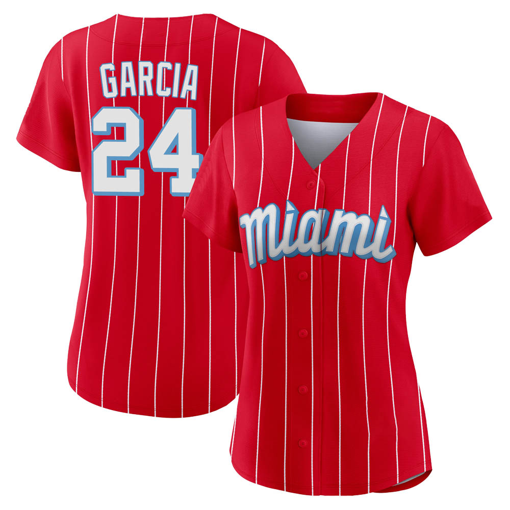 Women's Authentic Miami Marlins Avisail Garcia 2021 City Connect Jersey - Red Women's Authentic Miami Marlins Avisail Garcia 2021 City Connect Jersey - Red