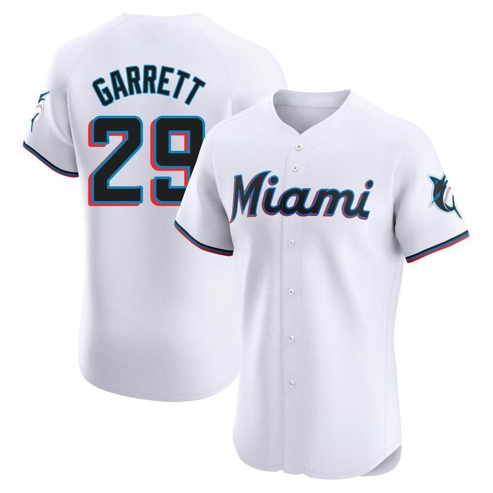 Elite Miami Marlins Braxton Garrett Home Jersey - White Elite Miami Marlins Braxton Garrett Home Jersey - White