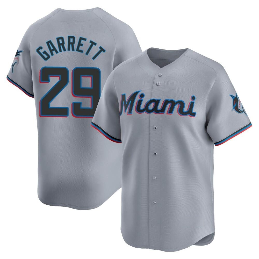 Youth Limited Miami Marlins Braxton Garrett Road Jersey - Gray Youth Limited Miami Marlins Braxton Garrett Road Jersey - Gray