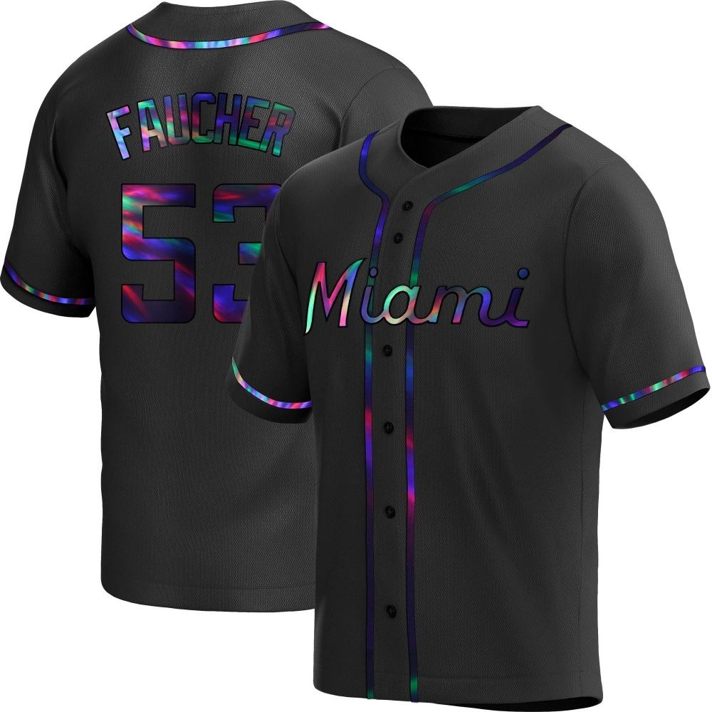 Replica Miami Marlins Calvin Faucher Alternate Jersey - Black Holographic Replica Miami Marlins Calvin Faucher Alternate Jersey - Black Holographic