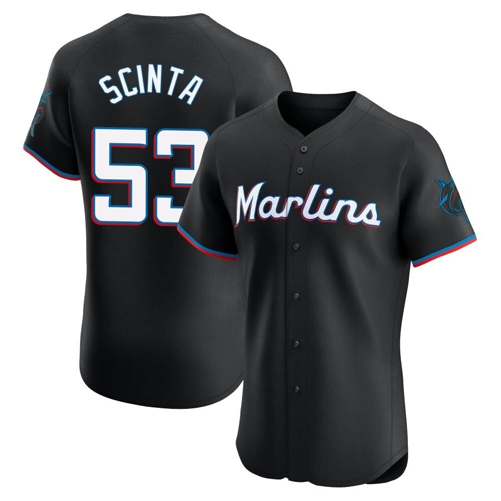 Elite Miami Marlins Chris Scinta Alternate Vapor Premier Jersey - Black Elite Miami Marlins Chris Scinta Alternate Vapor Premier Jersey - Black