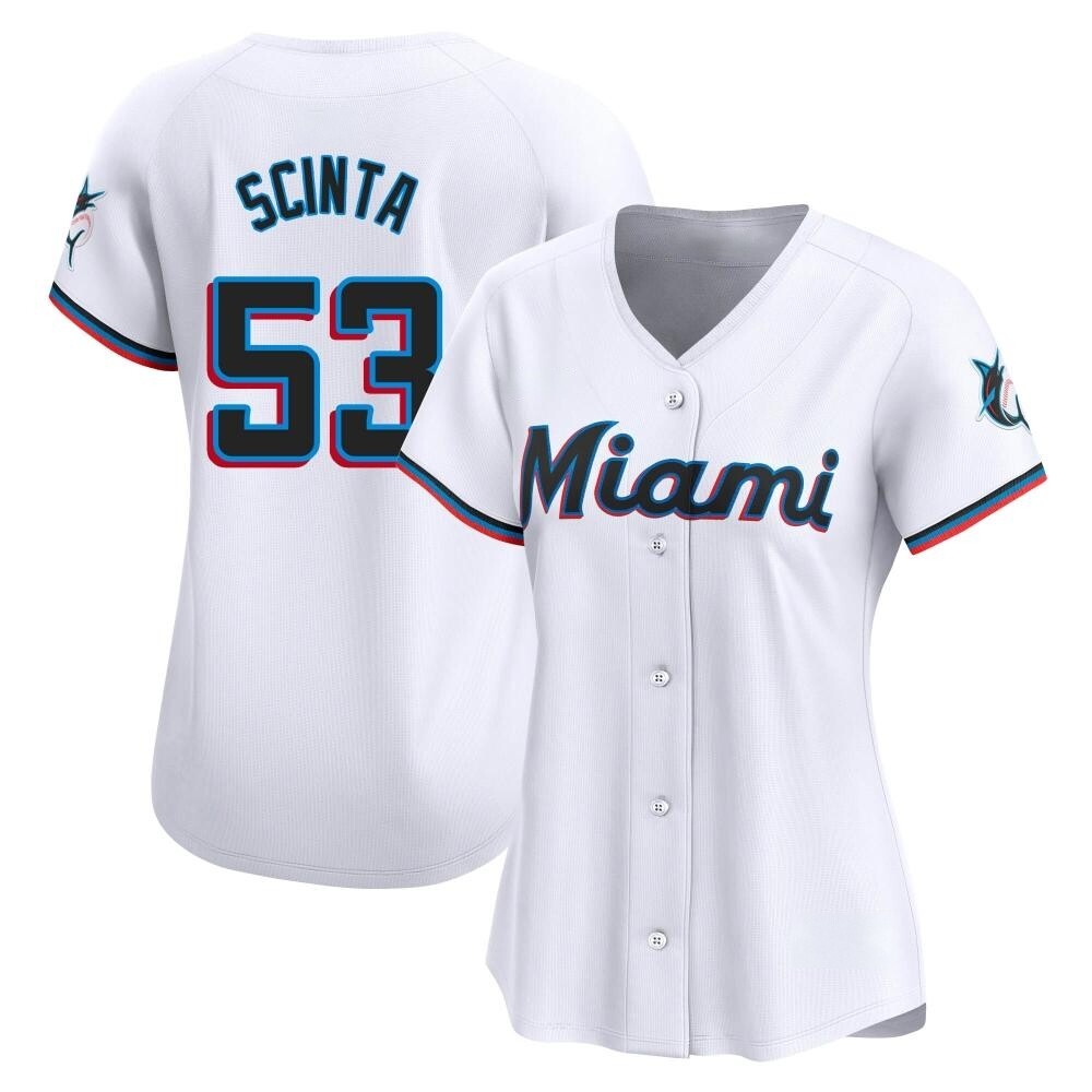 Women's Limited Miami Marlins Chris Scinta Home Jersey - White Women's Limited Miami Marlins Chris Scinta Home Jersey - White