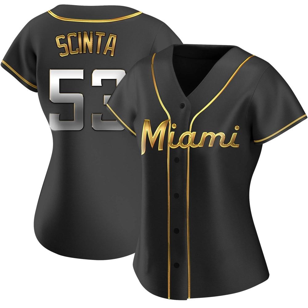 Women's Replica Miami Marlins Chris Scinta Alternate Jersey - Black Golden Women's Replica Miami Marlins Chris Scinta Alternate Jersey - Black Golden