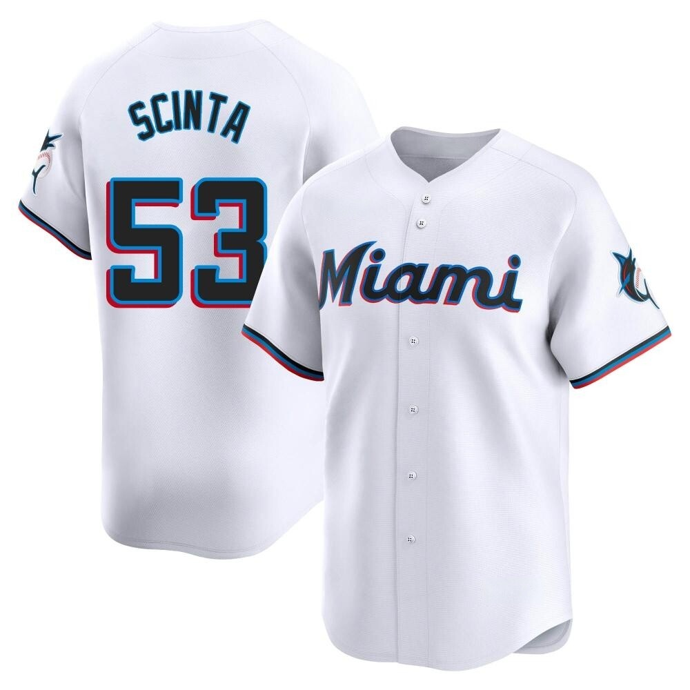 Youth Limited Miami Marlins Chris Scinta Home Jersey - White Youth Limited Miami Marlins Chris Scinta Home Jersey - White