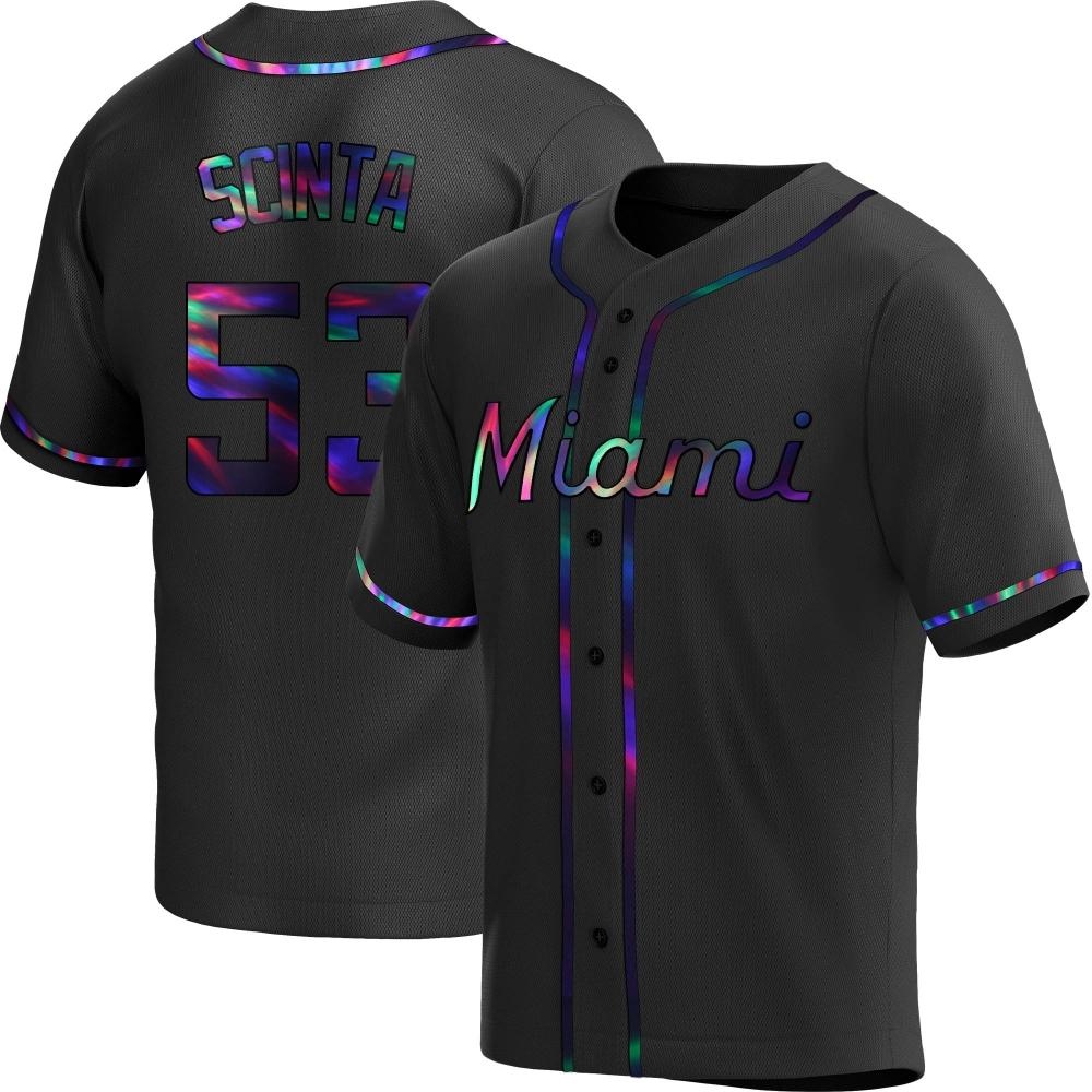 Youth Replica Miami Marlins Chris Scinta Alternate Jersey - Black Holographic Youth Replica Miami Marlins Chris Scinta Alternate Jersey - Black Holographic