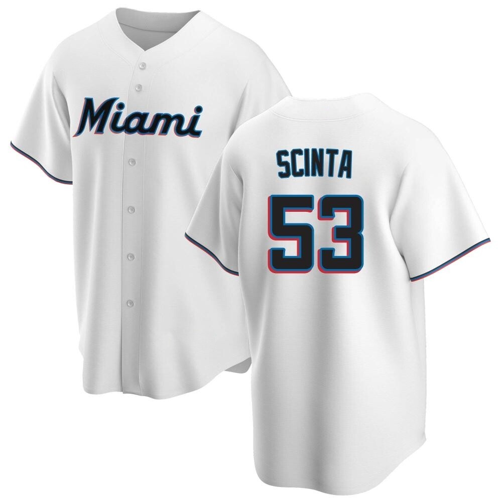 Youth Replica Miami Marlins Chris Scinta Home Jersey - White Youth Replica Miami Marlins Chris Scinta Home Jersey - White