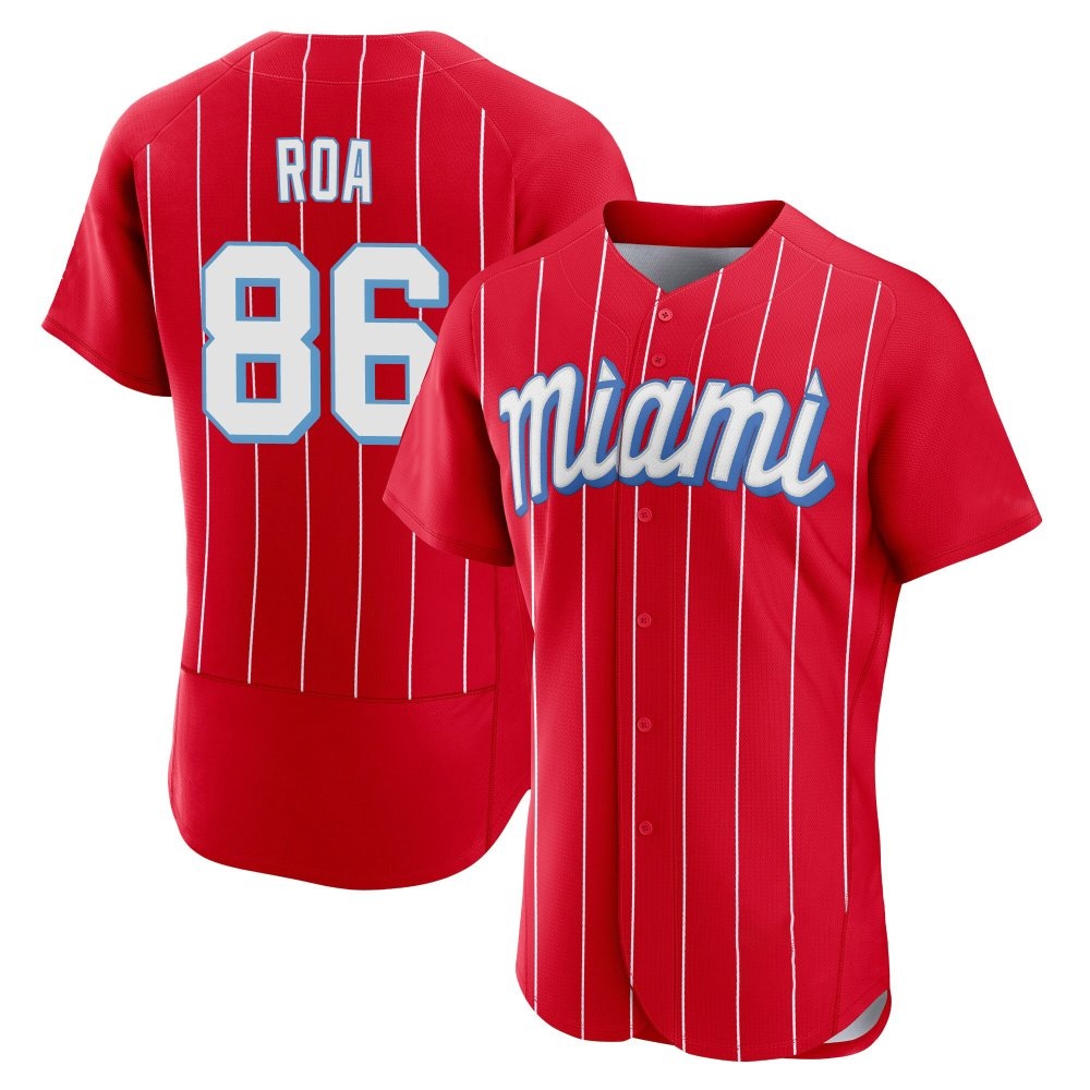 Authentic Miami Marlins Christian Roa 2021 City Connect Jersey - Red Authentic Miami Marlins Christian Roa 2021 City Connect Jersey - Red
