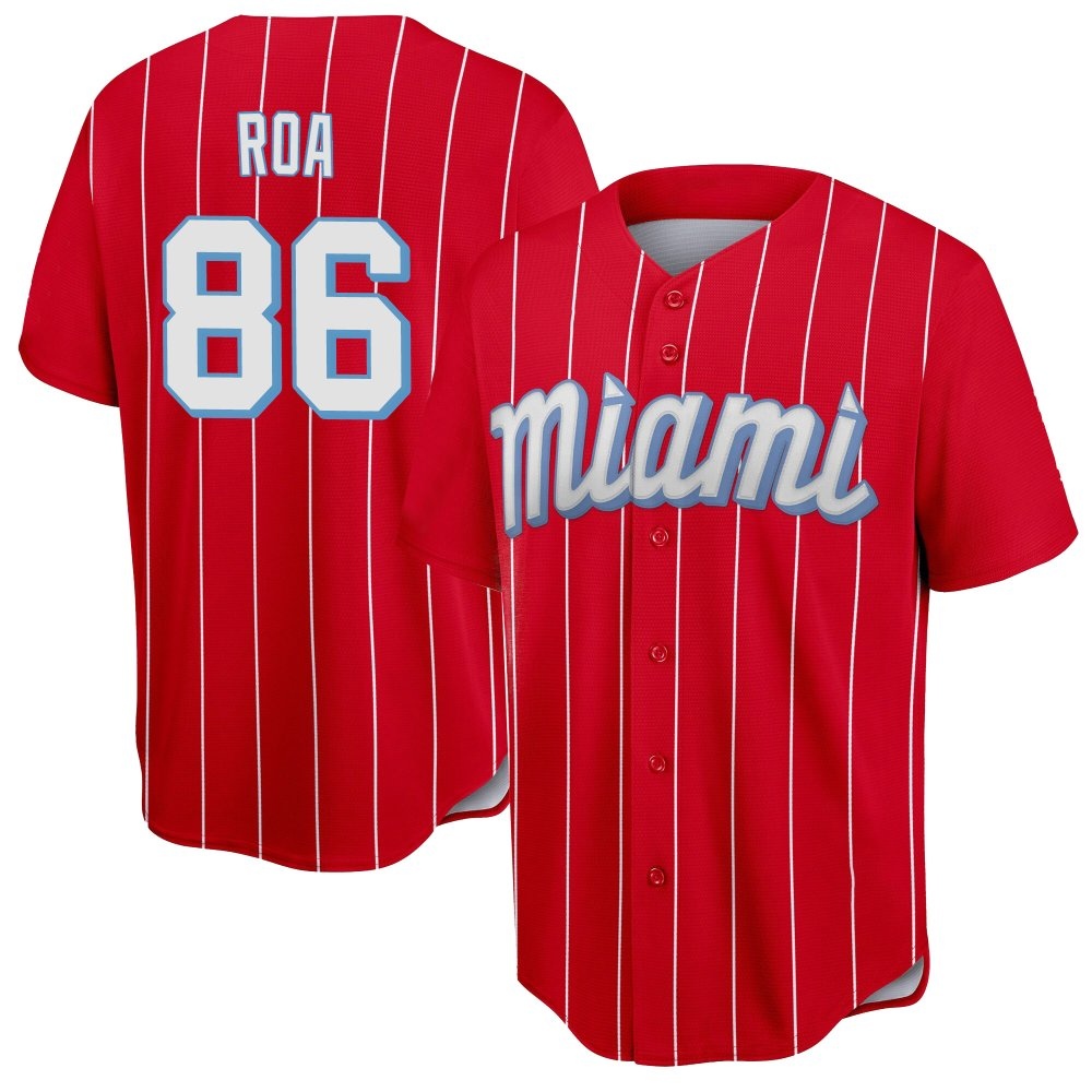 Replica Miami Marlins Christian Roa 2021 City Connect Jersey - Red Replica Miami Marlins Christian Roa 2021 City Connect Jersey - Red