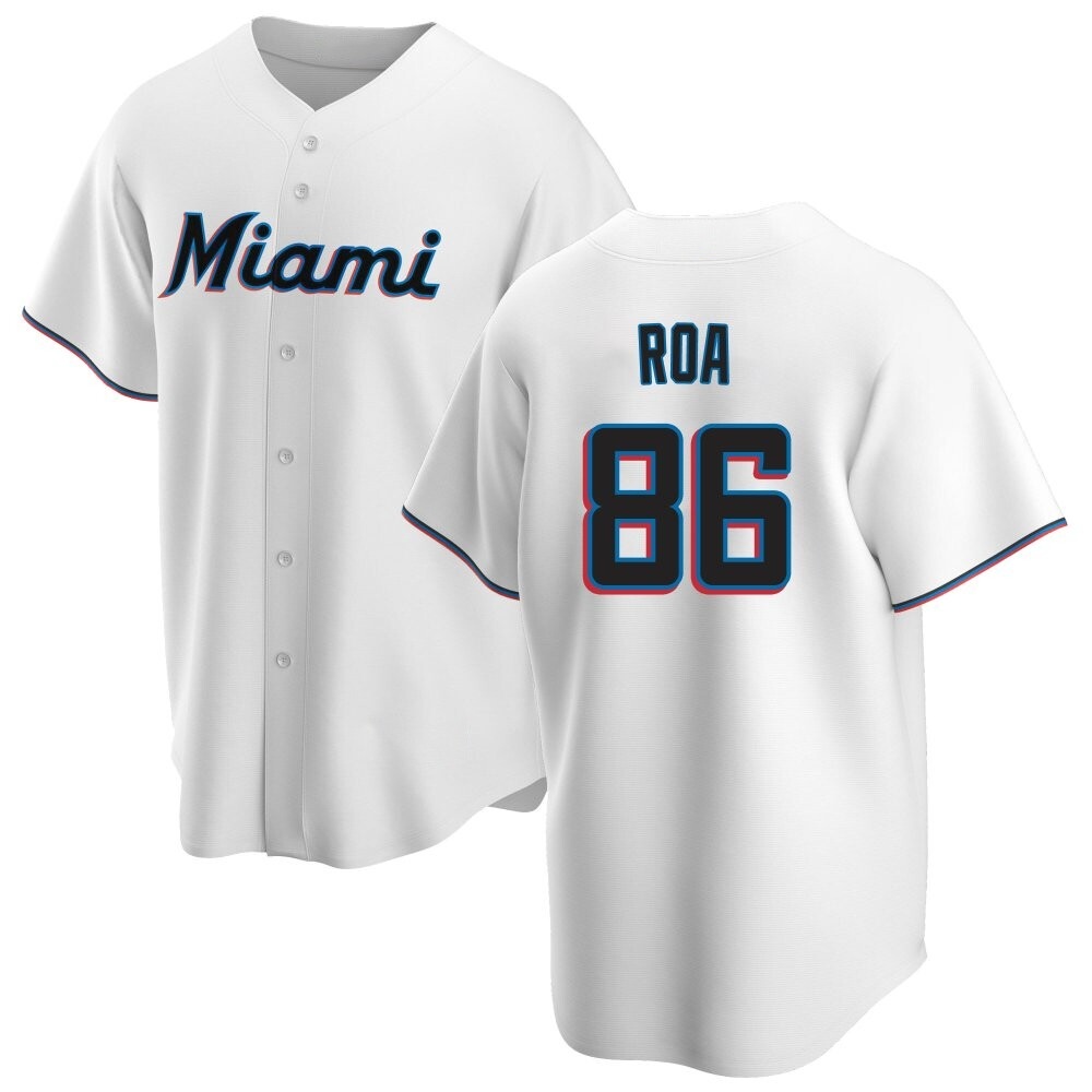 Replica Miami Marlins Christian Roa Home Jersey - White Replica Miami Marlins Christian Roa Home Jersey - White