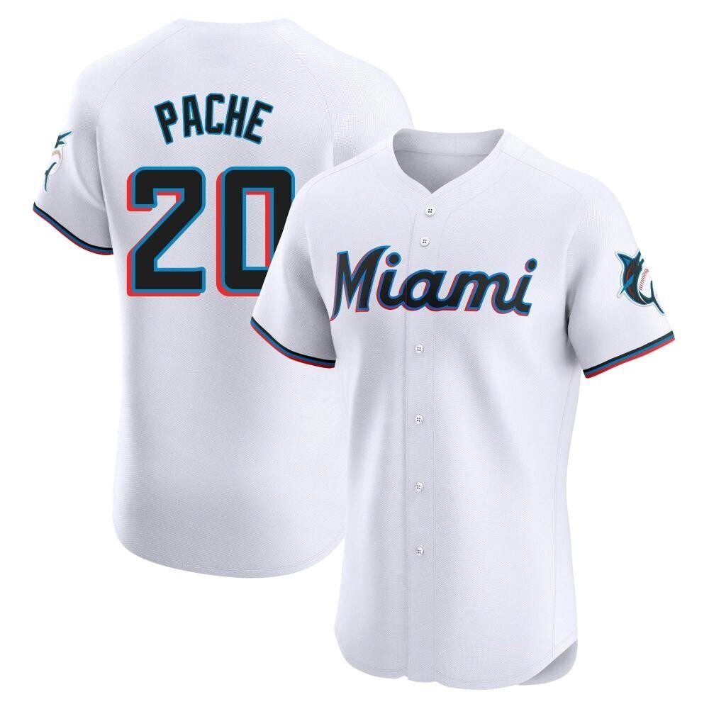 Elite Miami Marlins Cristian Pache Home Jersey - White Elite Miami Marlins Cristian Pache Home Jersey - White