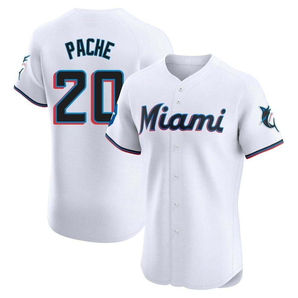 Elite Miami Marlins Cristian Pache Home Patch Jersey - White Elite Miami Marlins Cristian Pache Home Patch Jersey - White