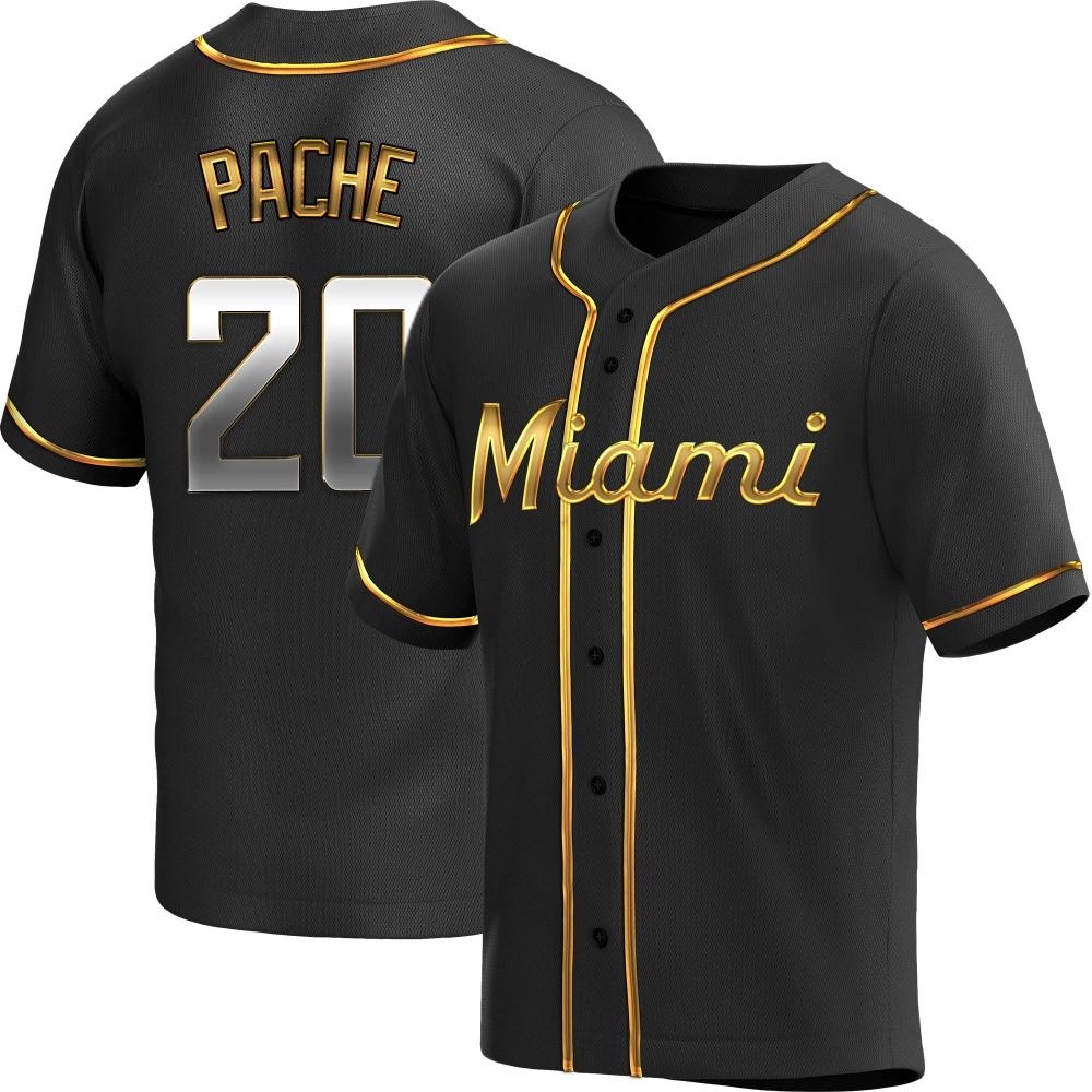 Replica Miami Marlins Cristian Pache Alternate Jersey - Black Golden Replica Miami Marlins Cristian Pache Alternate Jersey - Black Golden