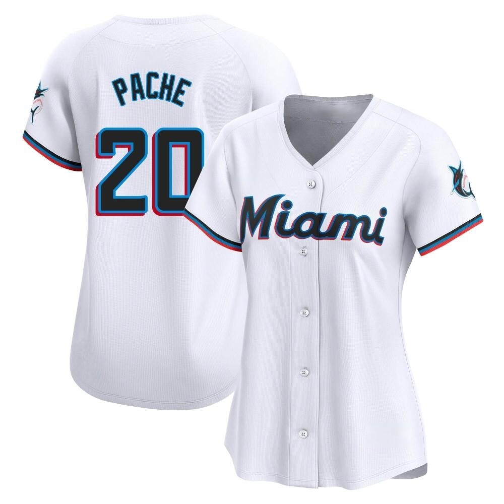 Women's Limited Miami Marlins Cristian Pache Home Jersey - White Women's Limited Miami Marlins Cristian Pache Home Jersey - White