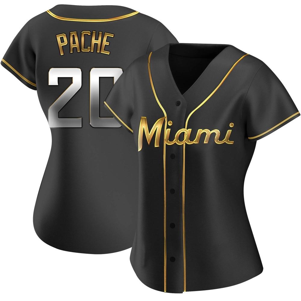 Women's Replica Miami Marlins Cristian Pache Alternate Jersey - Black Golden Women's Replica Miami Marlins Cristian Pache Alternate Jersey - Black Golden