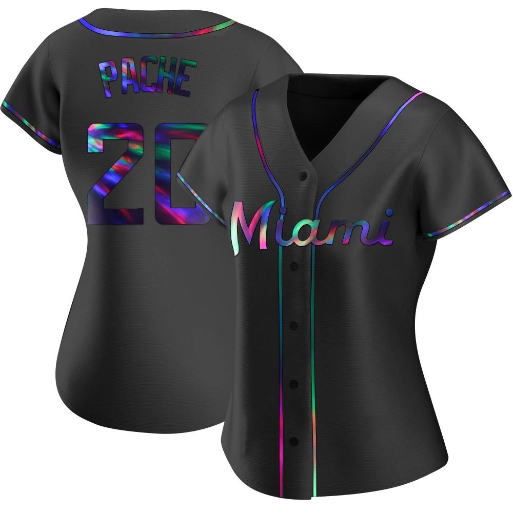Women's Replica Miami Marlins Cristian Pache Alternate Jersey - Black Holographic Women's Replica Miami Marlins Cristian Pache Alternate Jersey - Black Holographic