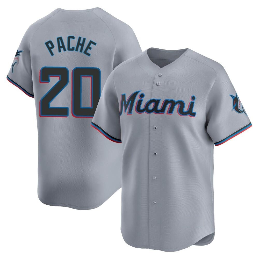 Youth Limited Miami Marlins Cristian Pache Road Jersey - Gray Youth Limited Miami Marlins Cristian Pache Road Jersey - Gray