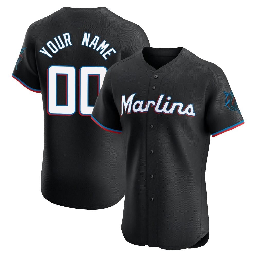 Elite Miami Marlins Custom Alternate Vapor Premier Jersey - Black Elite Miami Marlins Custom Alternate Vapor Premier Jersey - Black