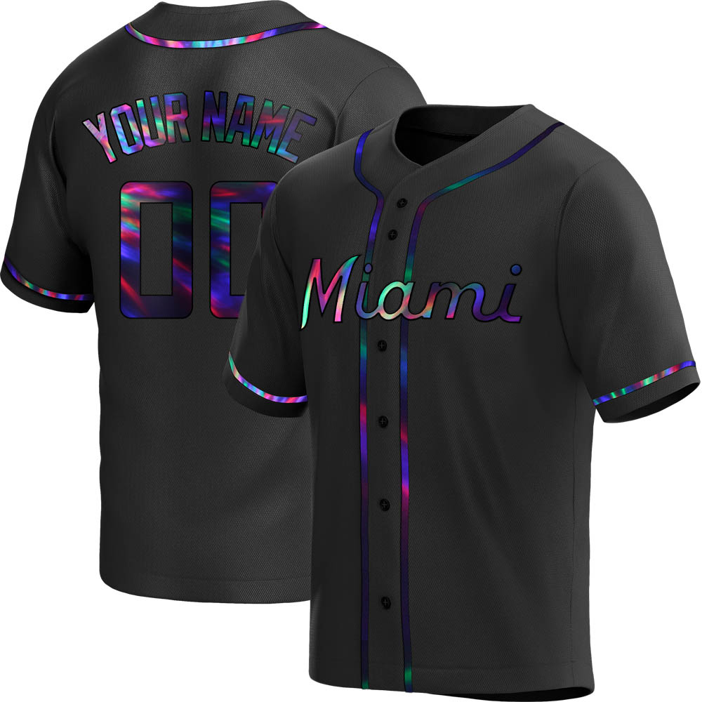 Replica Miami Marlins Custom Alternate Jersey - Black Holographic Replica Miami Marlins Custom Alternate Jersey - Black Holographic
