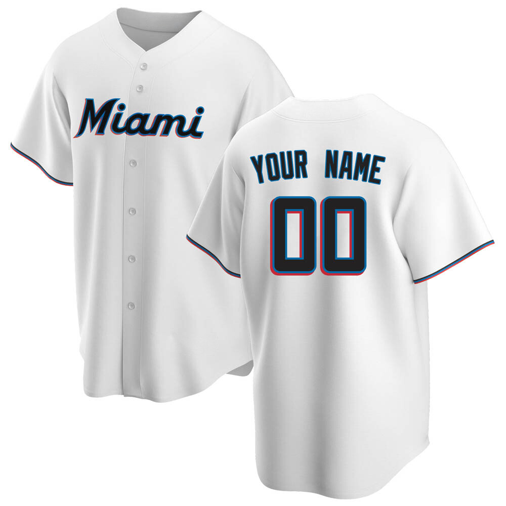 Replica Miami Marlins Custom Home Jersey - White Replica Miami Marlins Custom Home Jersey - White