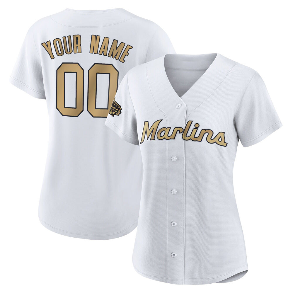 Women's Game Miami Marlins Custom Authentic 2022 All-Star Jersey - White Women's Game Miami Marlins Custom Authentic 2022 All-Star Jersey - White