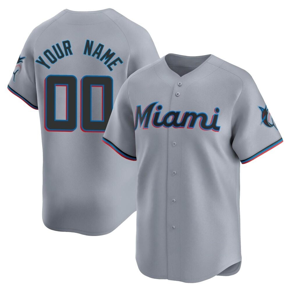 Youth Limited Miami Marlins Custom Road Jersey - Gray Youth Limited Miami Marlins Custom Road Jersey - Gray