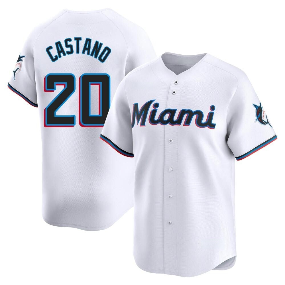 Limited Miami Marlins Daniel Castano Home Jersey - White Limited Miami Marlins Daniel Castano Home Jersey - White