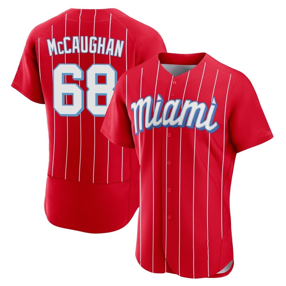 Authentic Miami Marlins Darren McCaughan 2021 City Connect Jersey - Red Authentic Miami Marlins Darren McCaughan 2021 City Connect Jersey - Red