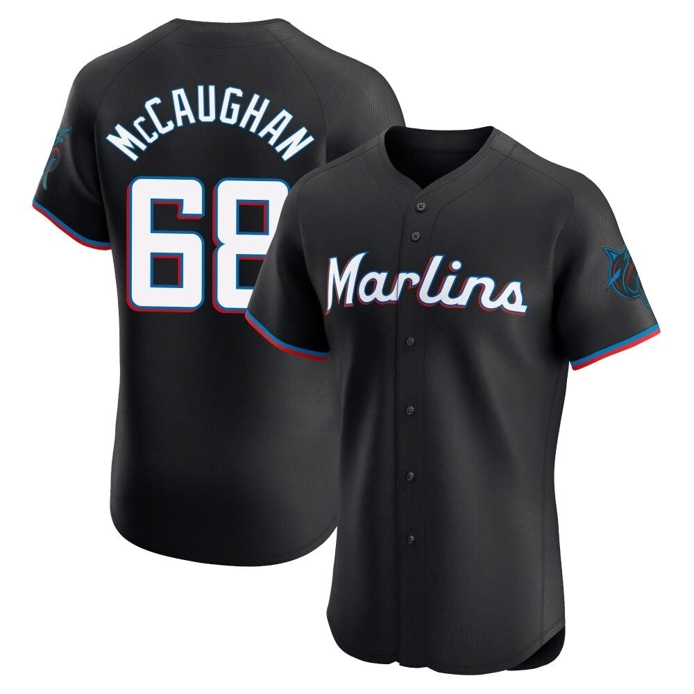 Elite Miami Marlins Darren McCaughan Alternate Vapor Premier Jersey - Black Elite Miami Marlins Darren McCaughan Alternate Vapor Premier Jersey - Black