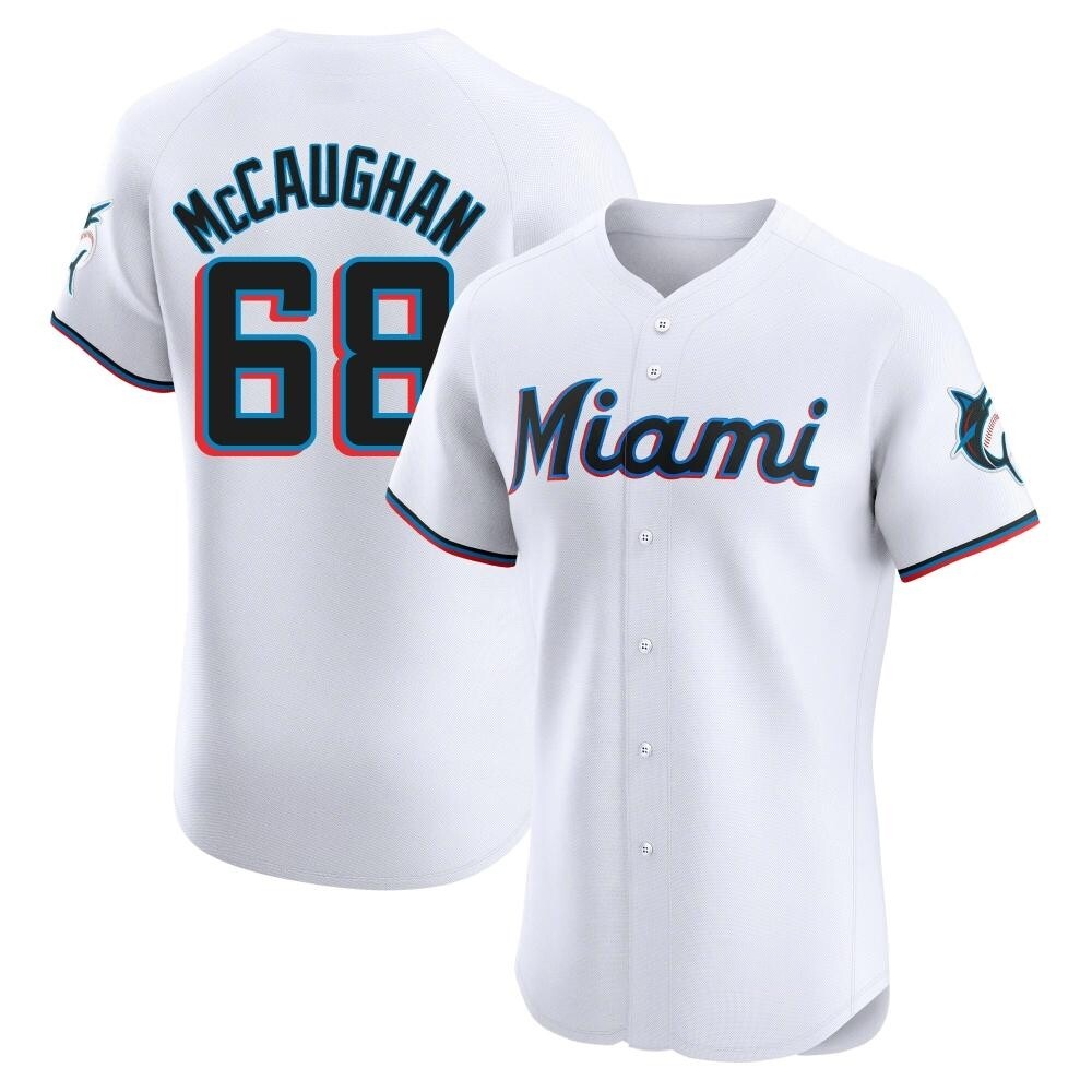 Elite Miami Marlins Darren McCaughan Home Jersey - White Elite Miami Marlins Darren McCaughan Home Jersey - White