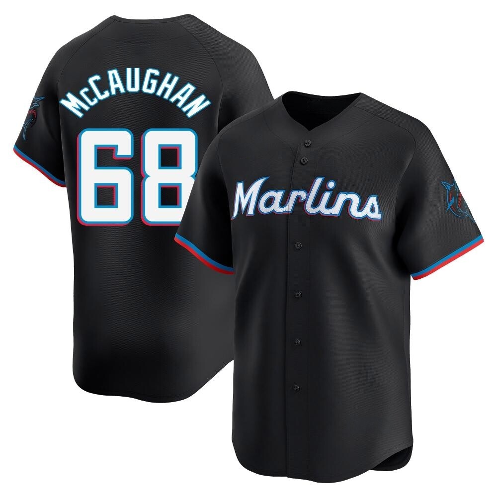 Limited Miami Marlins Darren McCaughan Alternate Jersey - Black Limited Miami Marlins Darren McCaughan Alternate Jersey - Black