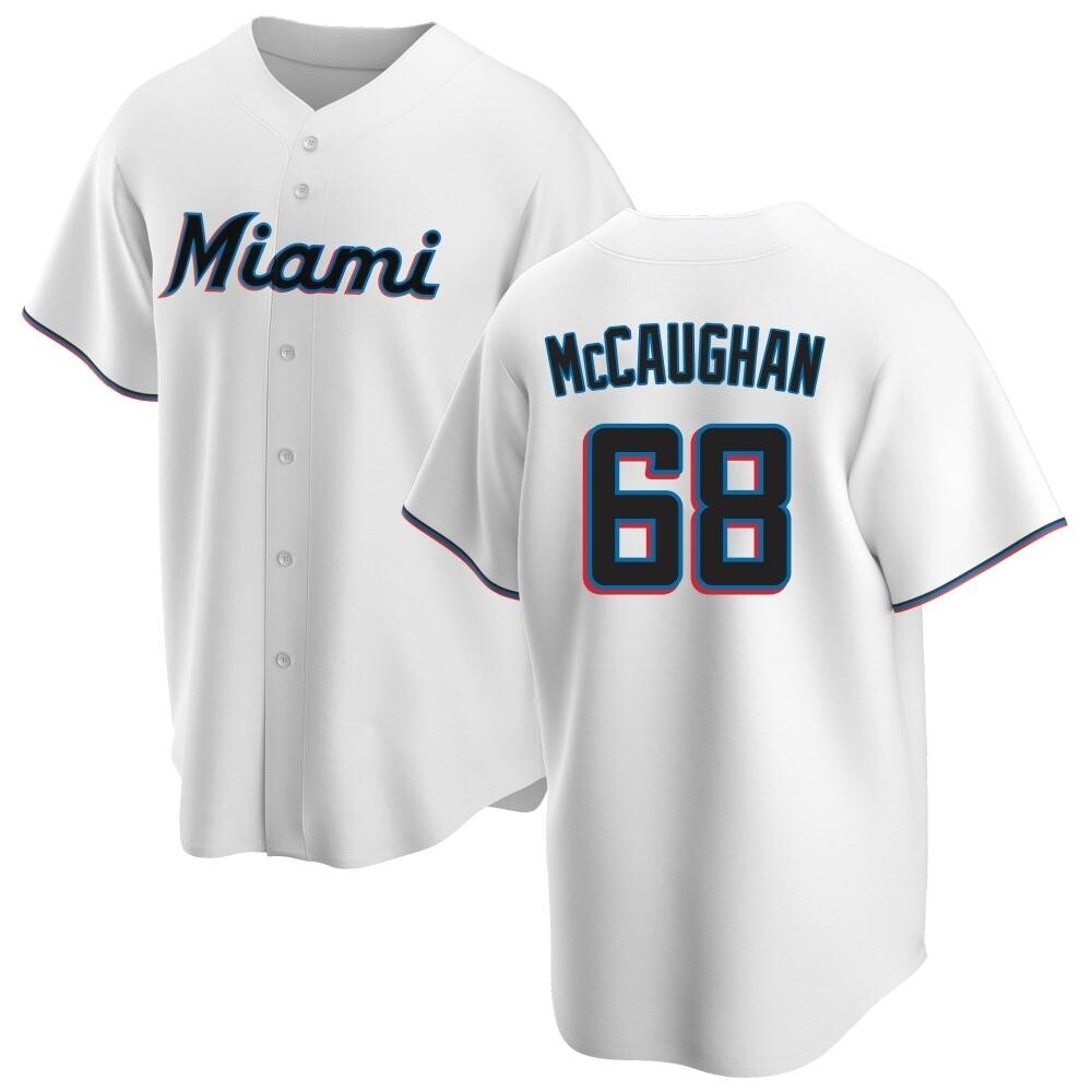 Replica Miami Marlins Darren McCaughan Home Jersey - White Replica Miami Marlins Darren McCaughan Home Jersey - White