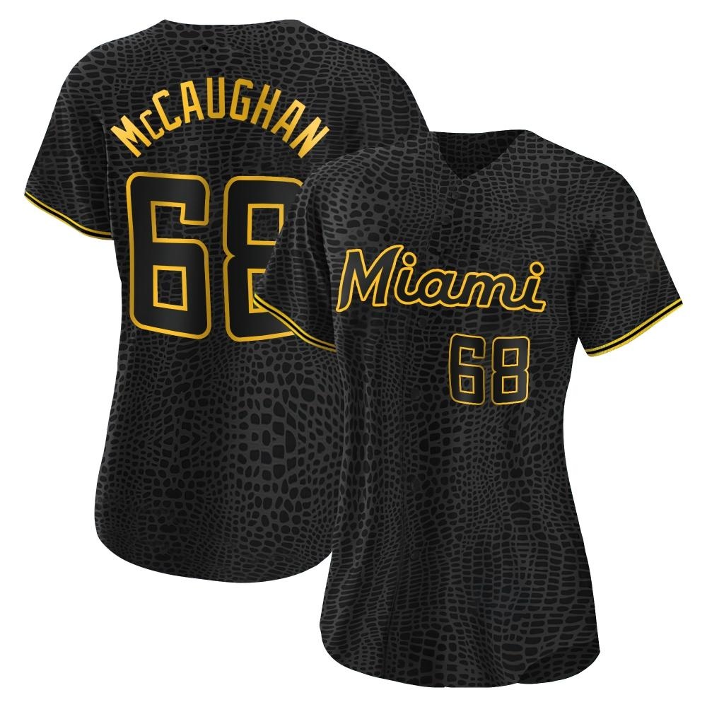 Women's Authentic Miami Marlins Darren McCaughan Snake Skin City Jersey - Black Women's Authentic Miami Marlins Darren McCaughan Snake Skin City Jersey - Black