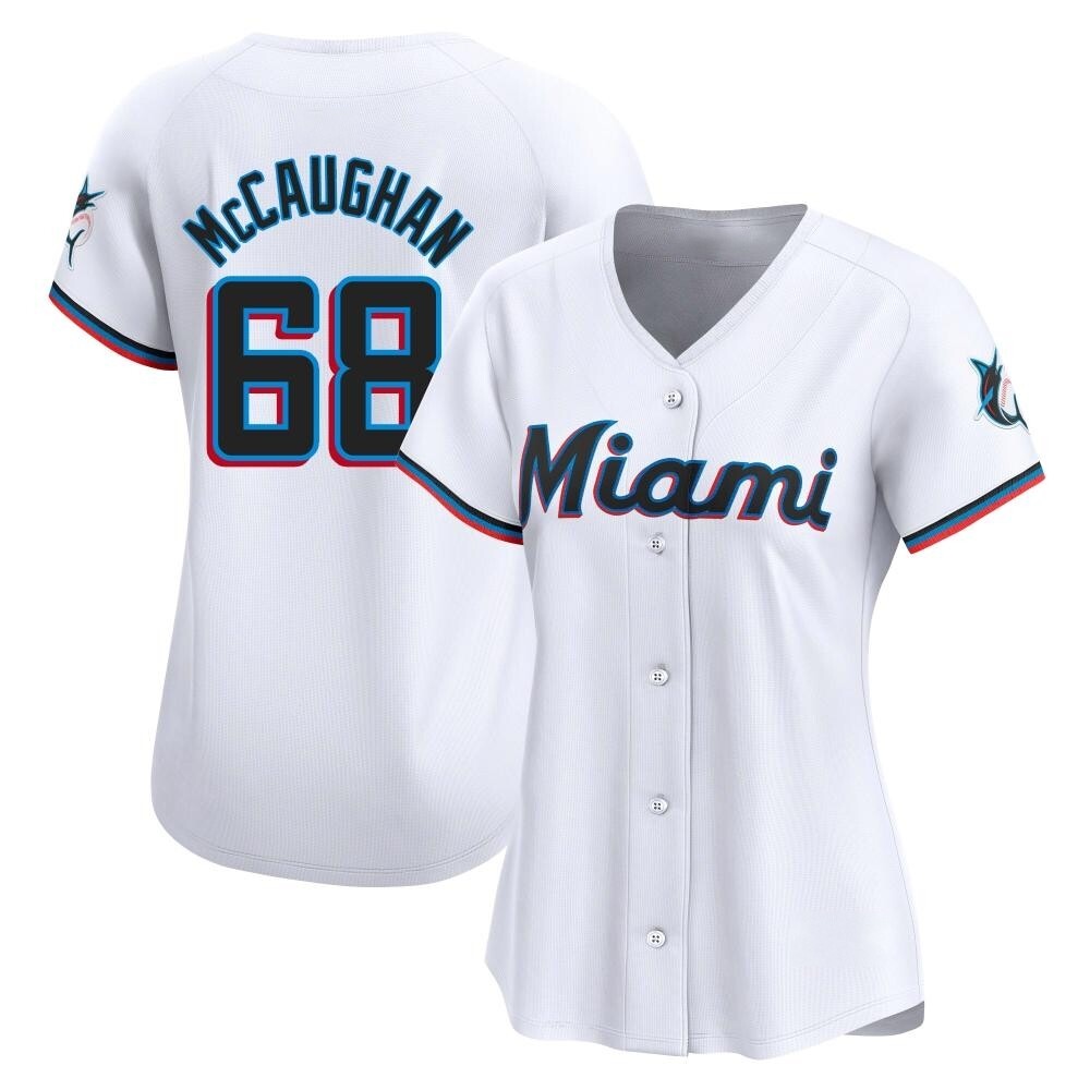 Women's Limited Miami Marlins Darren McCaughan Home Jersey - White Women's Limited Miami Marlins Darren McCaughan Home Jersey - White
