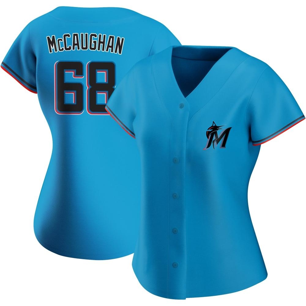 Women's Replica Miami Marlins Darren McCaughan Alternate Jersey - Blue Women's Replica Miami Marlins Darren McCaughan Alternate Jersey - Blue